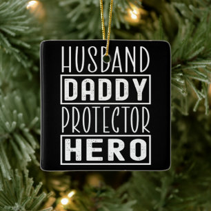 Adorno De Cerámica Papá Esposo Protector Hero Veterano Papá