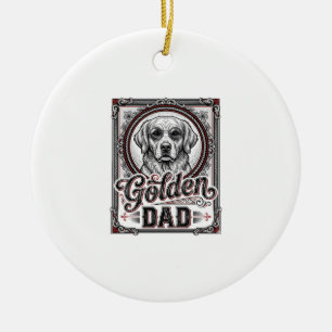 Adorno De Cerámica Papá Golden Retriever Diseño de Grabado Vintage_1