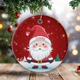 Adorno De Cerámica Papá Noel Caprichoso Navidad Frambuesa Roja 🎄🎅🏼