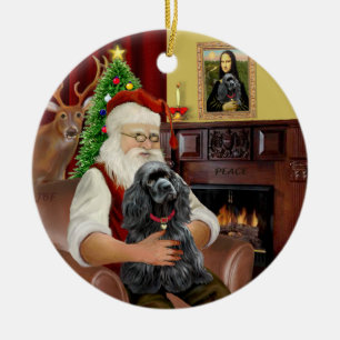 Adorno De Cerámica Papá Noel - Cocker (negro)