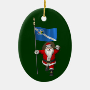 Adorno De Cerámica Papá Noel con la bandera de Las Vegas