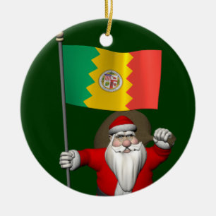 Adorno De Cerámica Papá Noel con la bandera de Los Ángeles