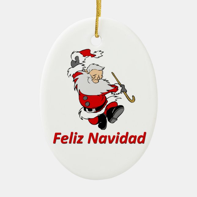 Adorno De Cerámica Papá Noel de baile español (Frente)