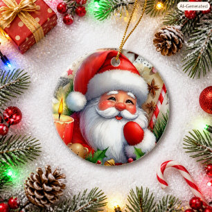 Adorno De Cerámica Papá Noel de estilo navideño personalizado Navidad