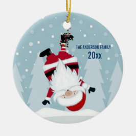 Adorno De Cerámica Papá Noel divertido colgado boca abajo