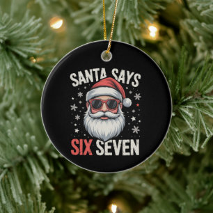 Adorno De Cerámica Papá Noel Divertido Dice Seis Siete Navidad 67 Mem