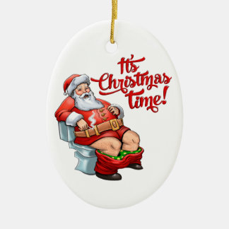 Adorno De Cerámica Papá Noel divertido teniendo navidad áspero
