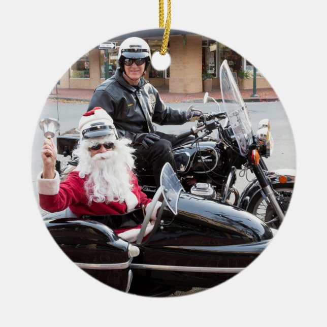 Adorno De Cerámica Papá Noel en coche lateral de la motocicleta (Frente)
