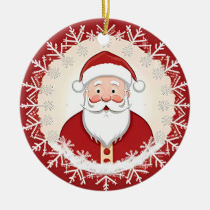 Adorno De Cerámica Papá Noel en medio de copos de nieve
