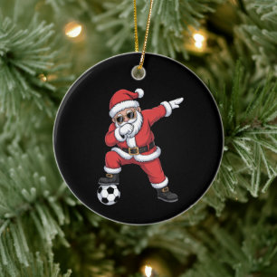 Adorno De Cerámica Papá Noel Fútbol Dabbing Santa Regalo Navidad