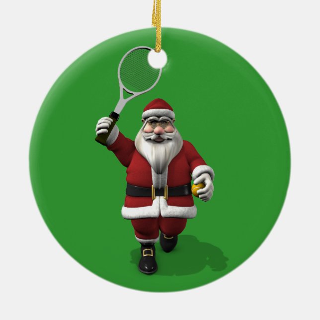 Adorno De Cerámica Papá Noel jugando al tenis (Atrás)