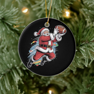 Adorno De Cerámica Papá Noel jugando fútbol americano Navidad 