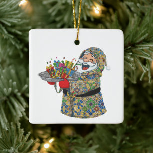 Adorno De Cerámica Papá Noel marroquí Divertido patrón Zellige
