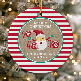 Adorno De Cerámica Papá Noel Menta Personalizado Navidad