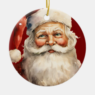 Adorno De Cerámica Papá Noel Navidad Retro