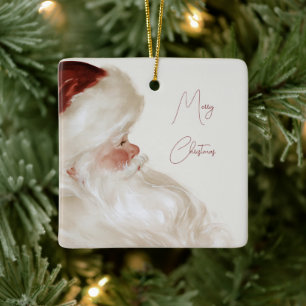 Adorno De Cerámica Papá Noel Navidad Rojo Blanco