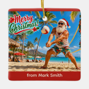 Adorno De Cerámica Papá Noel Navidad Voleibol de playa 