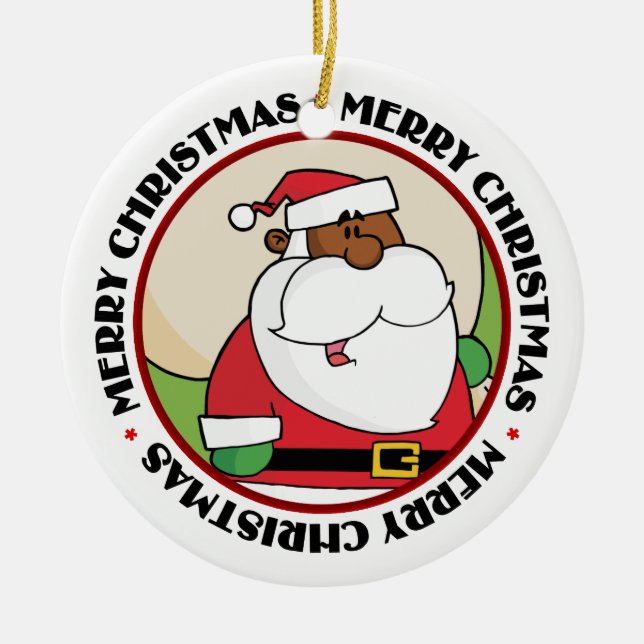 Adorno De Cerámica Papá Noel negro con saco de juguetes (Frente)