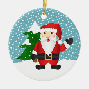 Adorno De Cerámica Papá Noel Nombre de Familia Personalizado y Año Na