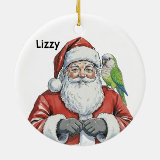 Adorno De Cerámica Papá Noel personalizado con loro de Quaker