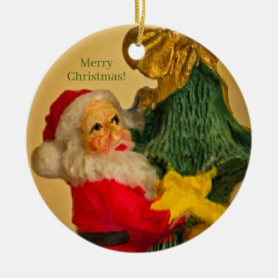 Adorno De Cerámica Papá Noel personalizado en la cosecha del árbol de