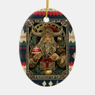 Adorno De Cerámica Papá Noel vikingo divertido Navidad Valhalla Yule
