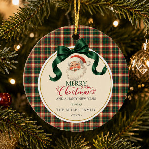Adorno De Cerámica Papá Noel Vintage Cuadrícula Navideña Alegre Navid