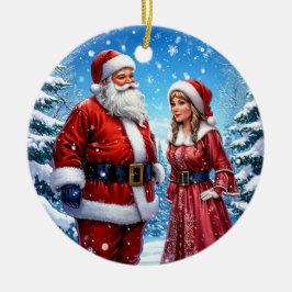 Adorno De Cerámica Papá Noel y la Sra. Claus festivos