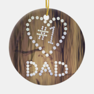 Adorno De Cerámica Papá Número Uno en Fondo de Madera