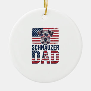 Adorno De Cerámica Papá Schnauzer Patriótico Vintage Perro