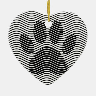 Adorno De Cerámica Papas De Perro Impresión Sobre Ondas Negras Y Blan