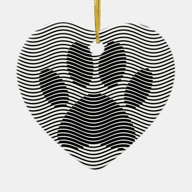 Adorno De Cerámica Papas De Perro Impresión Sobre Ondas Negras Y Blan (Frente)