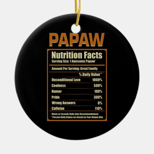 Adorno De Cerámica Papaw Nutrition Hechos Amor Incondicional (Frente)