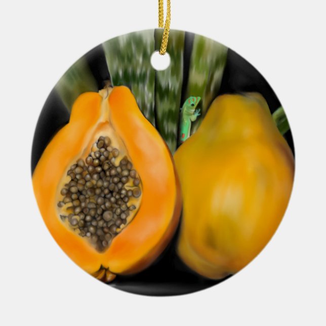 Adorno De Cerámica Papaya Gecko (Frente)