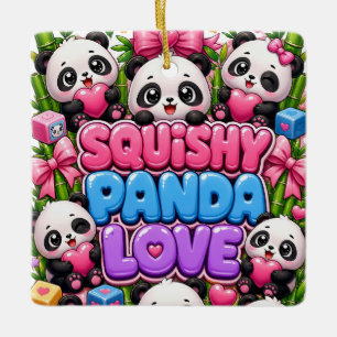 Adorno De Cerámica Papel de regalo de Panda Esponjoso Amor Kawaii