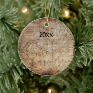 Adorno De Cerámica Papel del diario de viajes Steampunk Globe