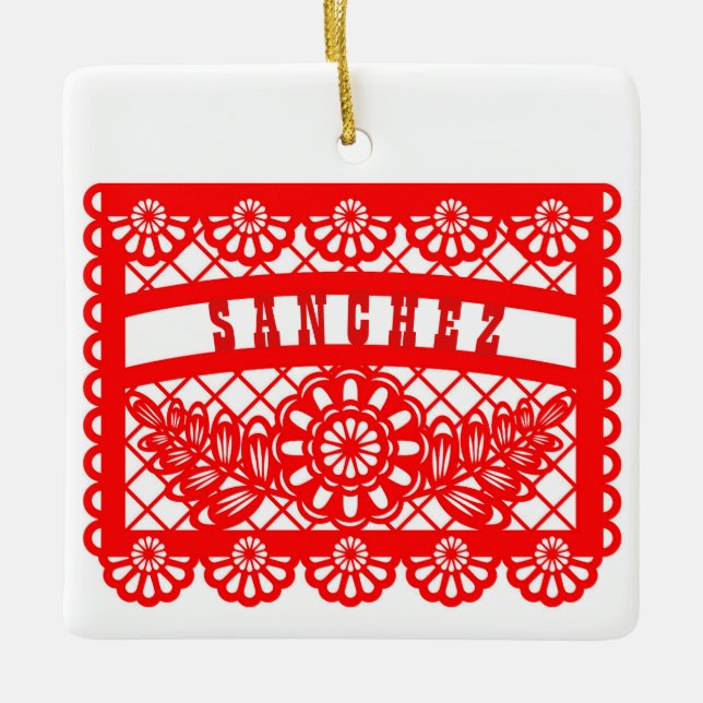 Adorno De Cerámica Papel picado personalizado (Anverso)