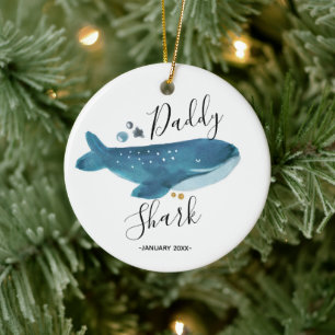 Adorno De Cerámica Papi Shark - Invitación de embarazo para papá