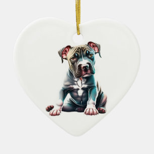 Adorno De Cerámica Papiche Terrier Personalizado Estadounidense Staff