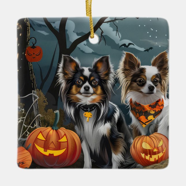 Adorno De Cerámica Papillon Halloween Spooky (Anverso)