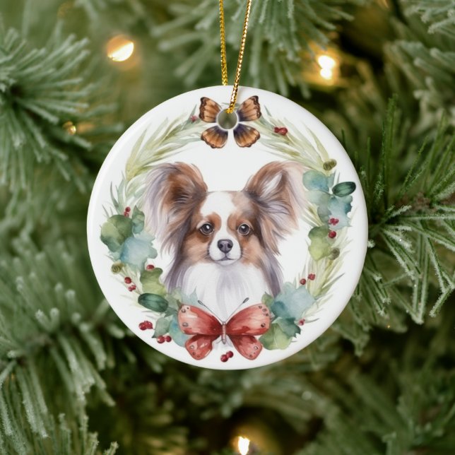 Adorno De Cerámica Papillon Navidades Wreath Festimes Pup (Árbol)