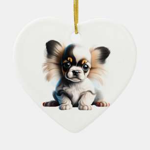 Adorno De Cerámica Papillon Puppy personalizado