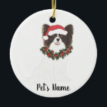 Adorno De Cerámica Papilón personalizado (blanco y negro)<br><div class="desc">Haz la lista de este año con un adorno personalizado de tu dulce elfo de papá!</div>