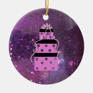 Adorno De Cerámica Paquetes de Navidad Morados Brillantes