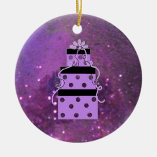 Adorno De Cerámica Paquetes de Navidades Sparkly Purple