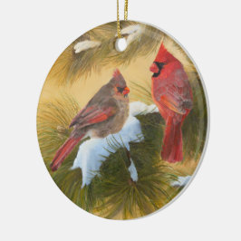 Adorno De Cerámica Par de cardenales