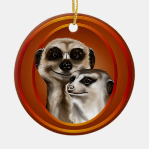 Adorno De Cerámica Par-Ornamentos de Meerkat