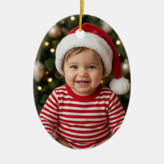 Adorno de cerámica para foto de Navidad del primer