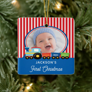 Adorno de Cerámica para Foto de Tren de Navidad de