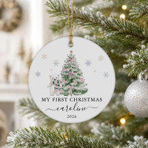 Adorno de cerámica para mi primer Navidad con oso